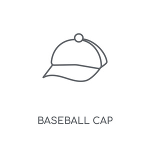 棒球帽线性图标。棒球帽概念笔画符号设计。薄的图形元素向量例证, 在白色背景上的轮廓样式, eps 10