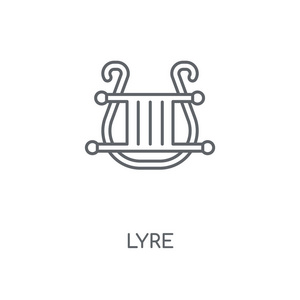 lyre 线性图标。莱尔概念笔画符号设计。薄的图形元素向量例证, 在白色背景上的轮廓样式, eps 10