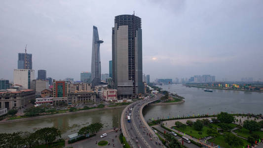 胡志明市中心的高楼和摩天大楼。高品质的免费股票形象的胡志明市与发展大厦。胡志明市是越南最大的城市。