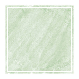 深绿色手画水彩矩形框架背景纹理与污渍。现代设计元素