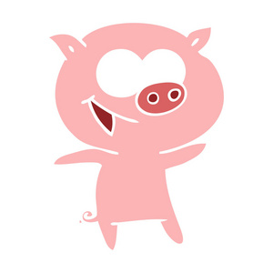 欢快的猪扁平颜色风格动画片