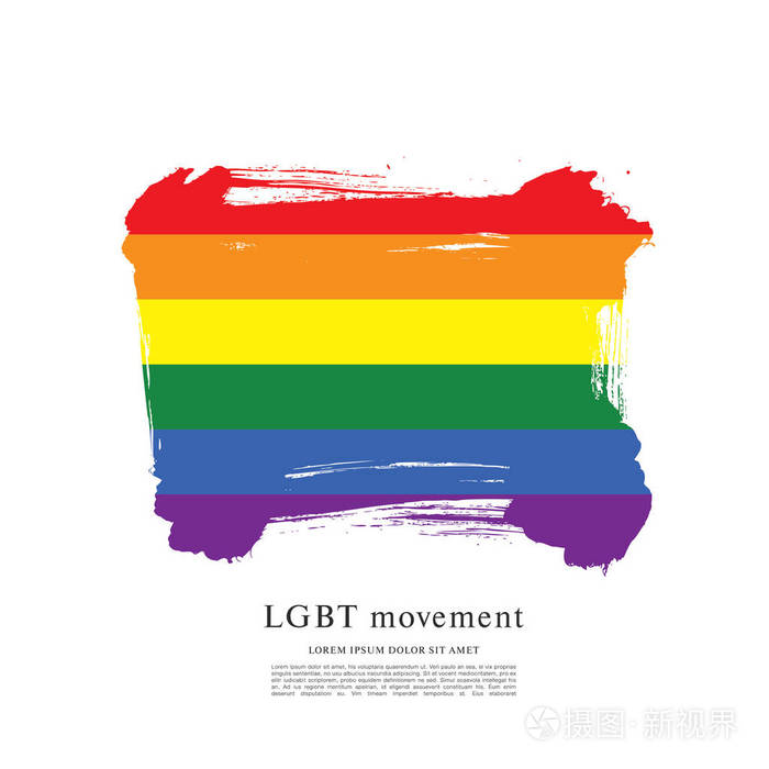 彩虹旗, lgbt 运动, 矢量插图, 画笔描边背景