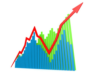 股票曲线图蓝绿色的生长曲线图照片