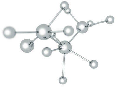 3d. 在白色背景下分离的分子结构的图解