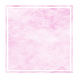 粉红色手画水彩矩形框架背景纹理与污渍。现代设计元素