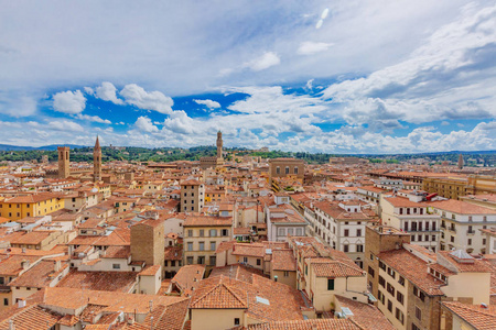 从乔托钟楼看意大利佛罗伦萨历史中心