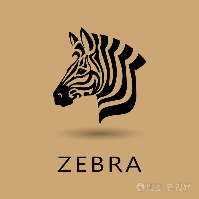向量斑马头标志在白色背景