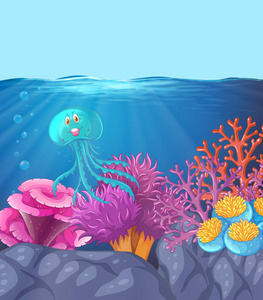 海洋中的水母插图