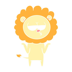 扁平颜色风格动画片无聊狮子