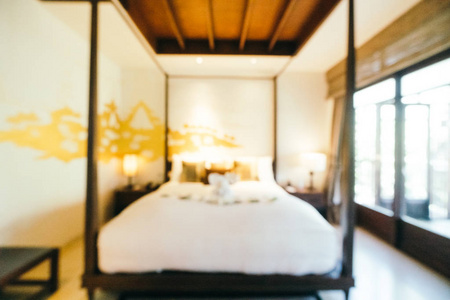 抽象模糊酒店卧室室内设计的背景