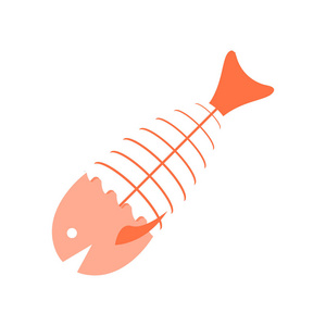 鱼骨图标矢量隔离白色背景为您的 web 和移动应用程序设计, 鱼骨徽标概念