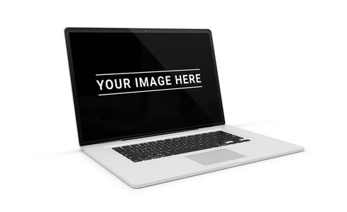 带阴影3d 渲染的隔离现代笔记本电脑的侧面视图