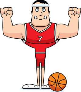 一个卡通篮球运动员看起来很生气