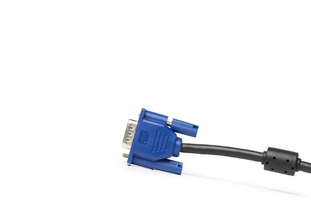 孤立的白色背景上的 vga 科技 pc 输入的电缆连接器