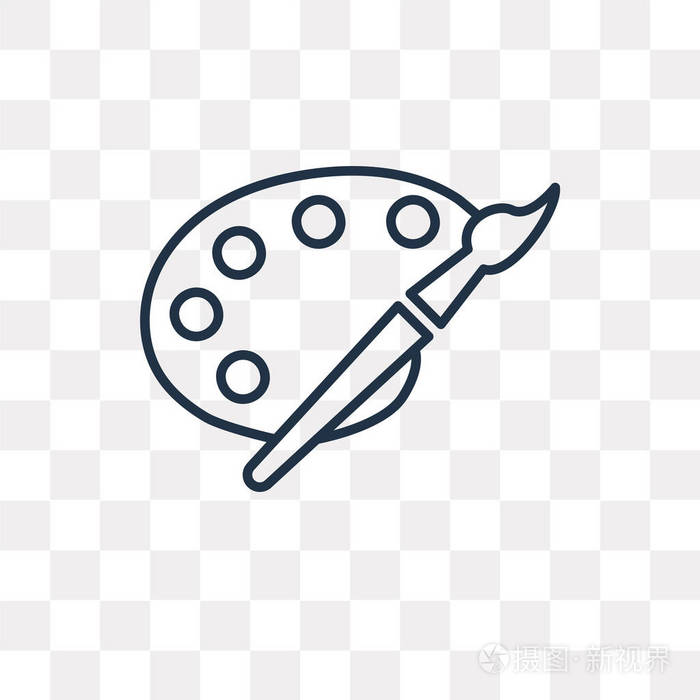 油漆调色板矢量轮廓图标隔离在透明的背景, 高品质线性画板调色板