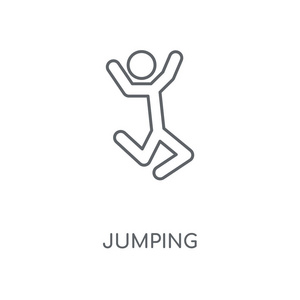 马克笔划线跳跃线性图标.跳跃概念笔划符号设计.