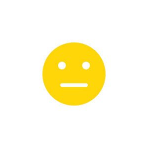 中性 emoji 表情拟人化脸。黄色的微笑被隔离在白色背景上