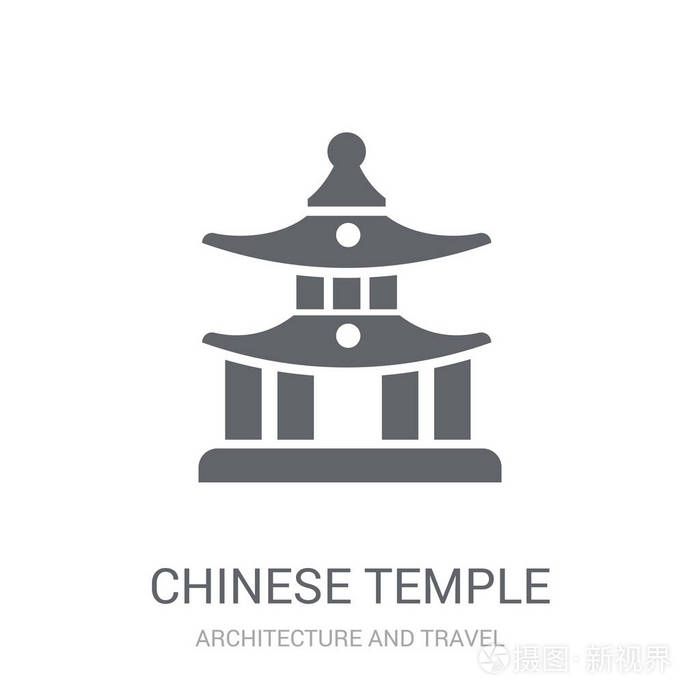 时尚的中国寺庙标志概念的白色背景从建筑和旅游收藏.