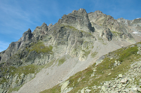 草甸和夏蒙尼在法国阿尔卑斯山附近的山峰