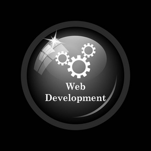 Web 开发图标。黑色背景上的互联网按钮