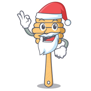 圣诞老人蜂蜜勺子吉祥物卡通矢量插画