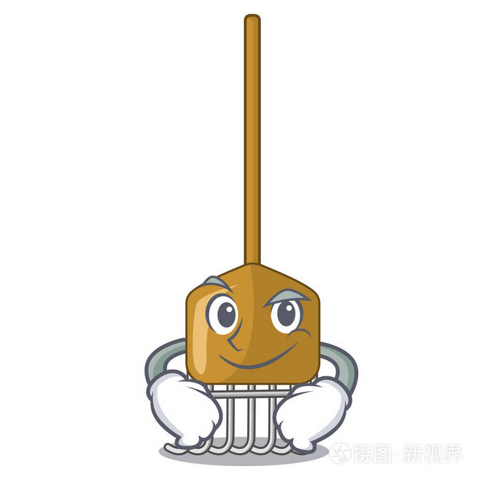 用木棍傻笑的卡通耙叶