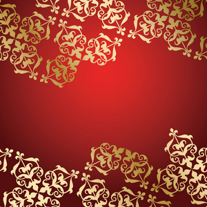 红色背景与金色的装饰装饰矢量