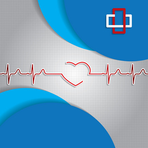 抽象的医疗心跳标志蓝色背景