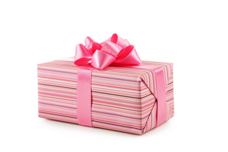 有粉红色蝴蝶结礼品盒