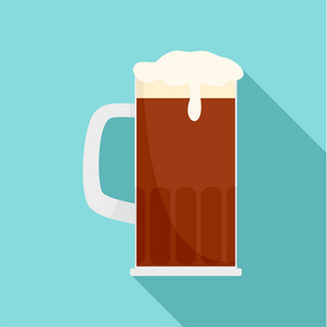 杯棕色啤酒图标, 扁平型