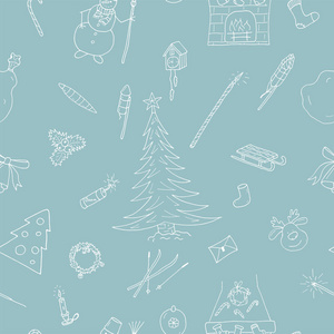 向量圣诞节背景, 简单无缝的绘图样式