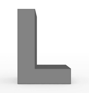 白3d 渲染中的字母 L 3d 灰色隔离