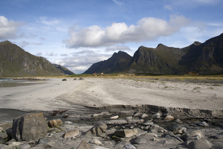 flakstad 海滩上罗弗敦海群岛 挪威