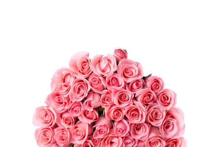 孤立在白色背景上的粉红色玫瑰鲜花花束