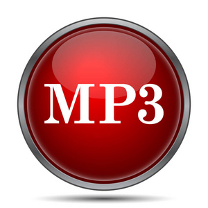 Mp3 图标。白色背景上的互联网按钮