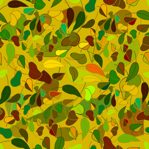 秋天的树叶无缝模式，矢量图