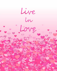 为派对海报时装设计壁纸情人节问候而在爱的字母和无缝的边界与粉红色的心打印