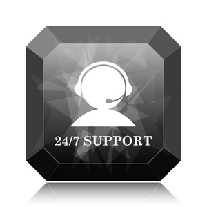 247 支持图标, 黑色网站按钮白色背景