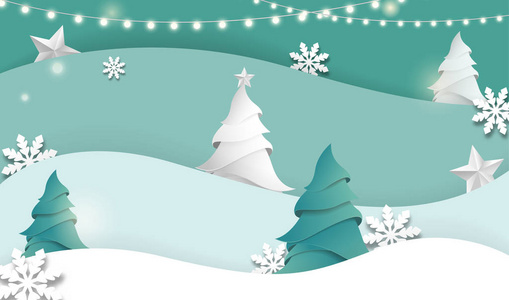 圣诞快乐, 新年快乐海报, 有冷杉树, 雪