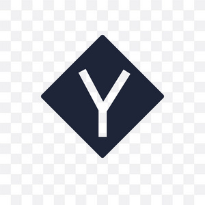 y 交点标志透明图标。y 交叉口符号设计从交通标志集合。简单的元素向量例证在透明背景