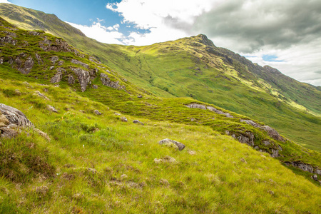 自然高地地道风景凯尔 Glenshiel 徒步旅行苏格兰旅行