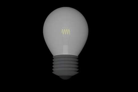 灯泡与温光在黑色背景上，3d 渲染