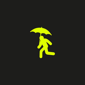 带伞的跑步人矢量插图图标图片