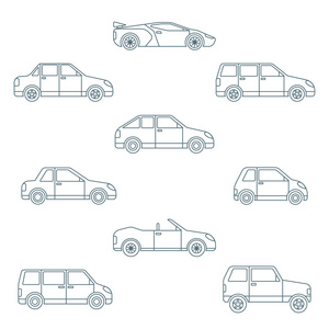 黑暗概述各种体型的汽车图标集合