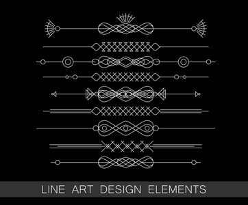 向量集的线艺术边框元素设计