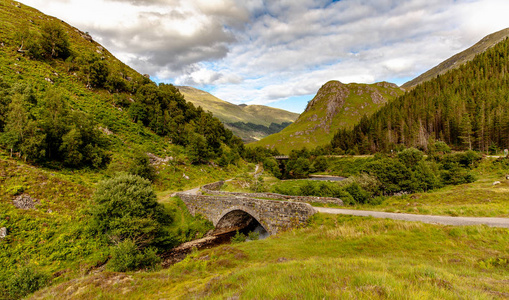 高地拱石桥景观苏格兰凯尔 Glenshiel 自然旅行英国