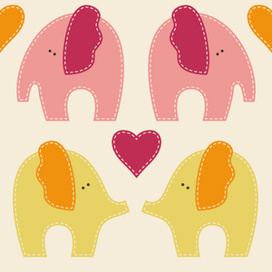 可爱的彩色大象矢量无缝模式
