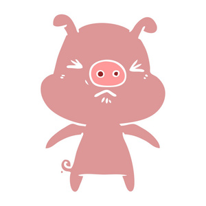 纯色风格动画片愤怒的猪