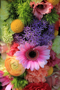 混合插花 各种花卉不同粉彩颜色的婚礼