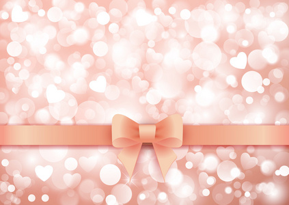 用粉红色的礼物弓和丝带假日背景